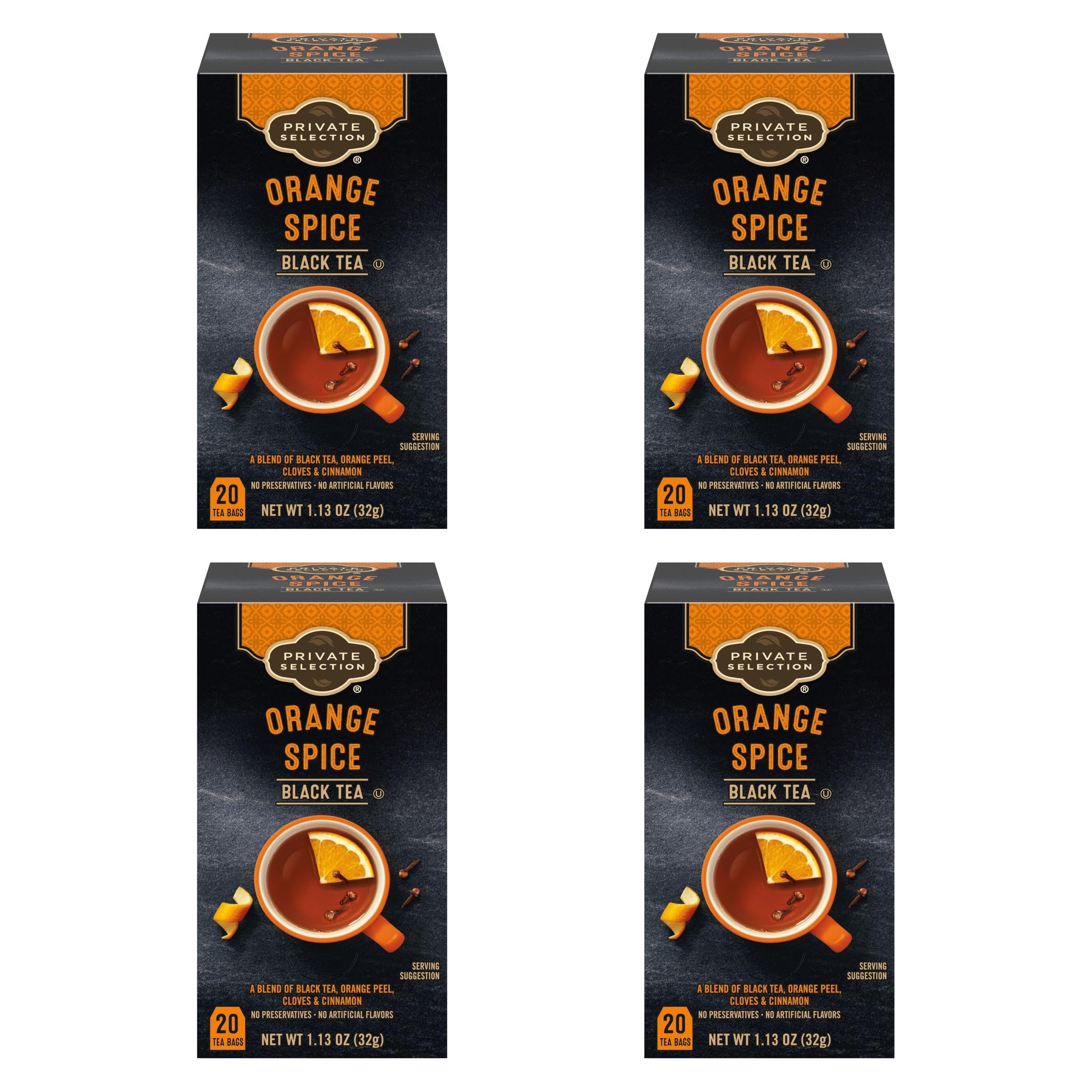 Private Selection Orange Spice Black Tea Bags 20 ct (Pack of 4)