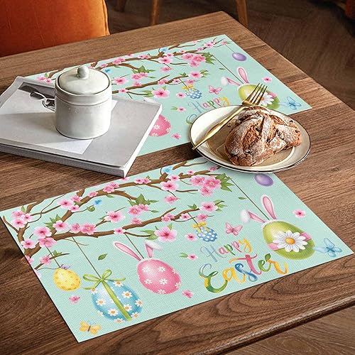 Vista 629 de Juego de 6 manteles individuales rojos para el día de San Valentín, diseño de corazón de San Valentín, resistentes al calor, lavables, manteles