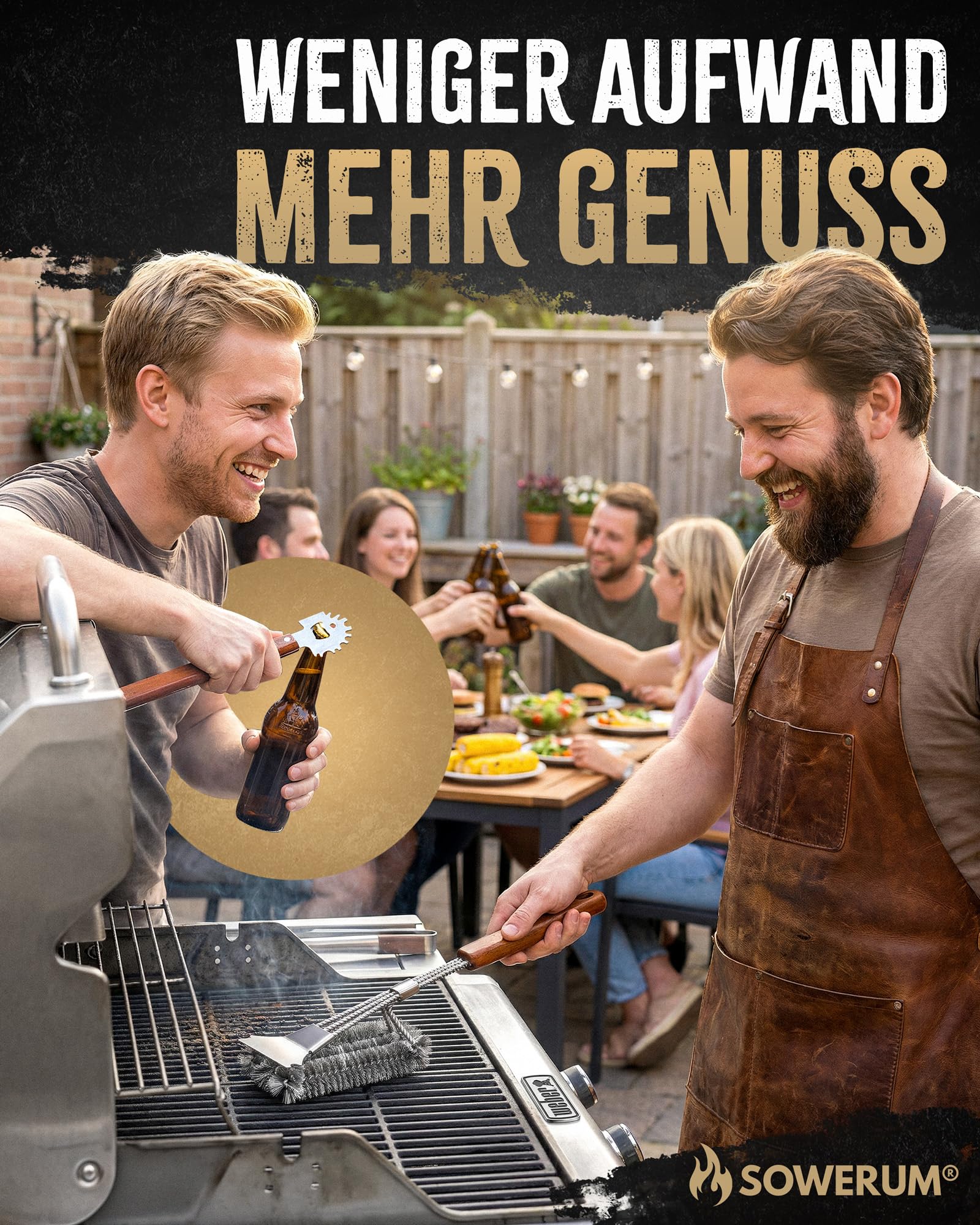 5 in 1 Grillbürste Edelstahl mit Schaber [TESTSIEGER] kompatibel mit Weber Grill Zubehör für gasgrill gusseisen - BBQ Set Grillreiniger bürste für Gussrost - Grillen Geschenke für männer grillzubehör