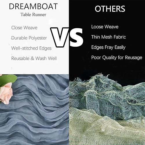 Miniatura 6 de Camino de mesa de estopilla blanca, paquete de 6 caminos de mesa de gasa bohemia de 10 pies de 35 x 120 pulgadas, camino de mesa rústico