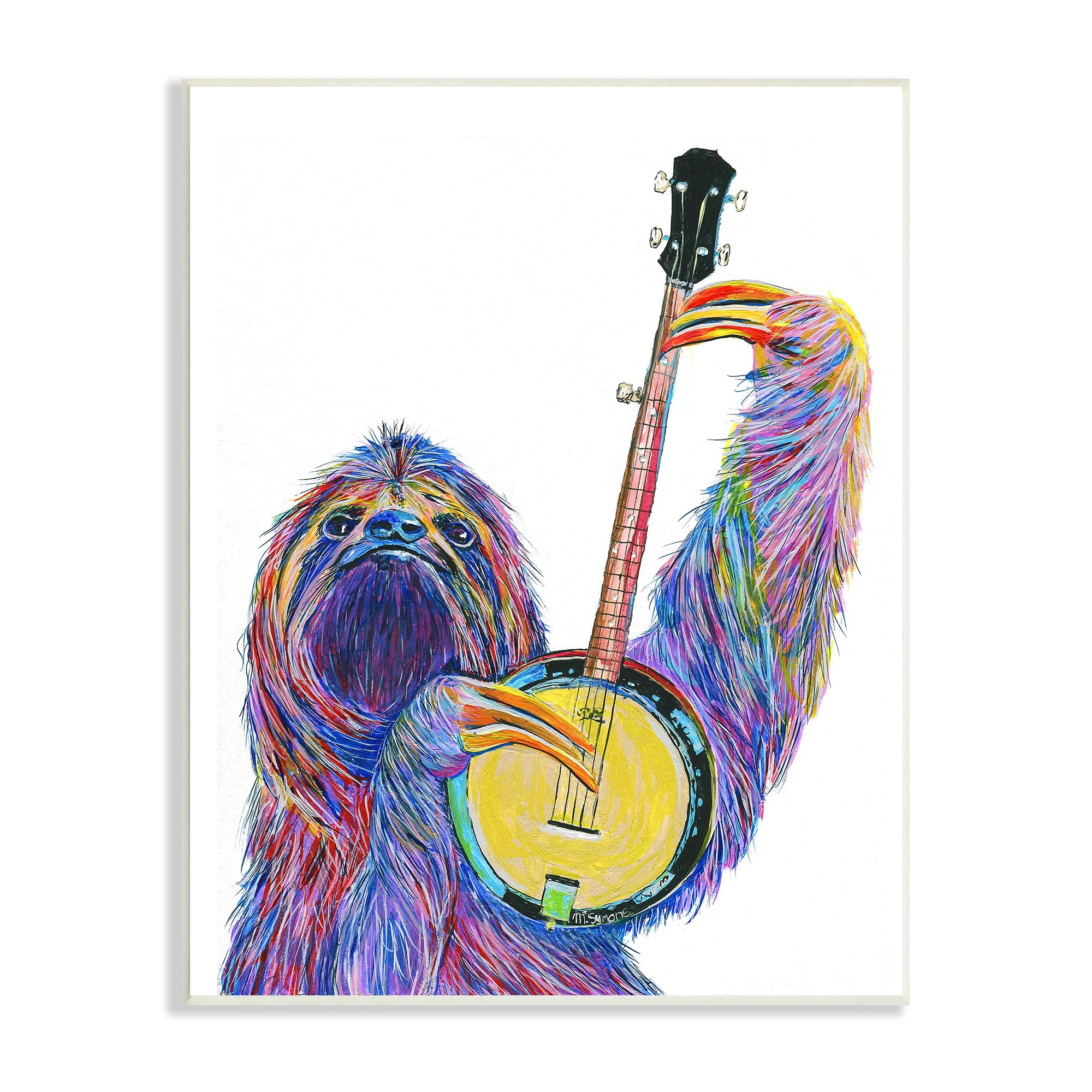 Stupell Industries Vibrant Sloth Musician Playing Banjo Musical Instrument, Design by Melissa Symons