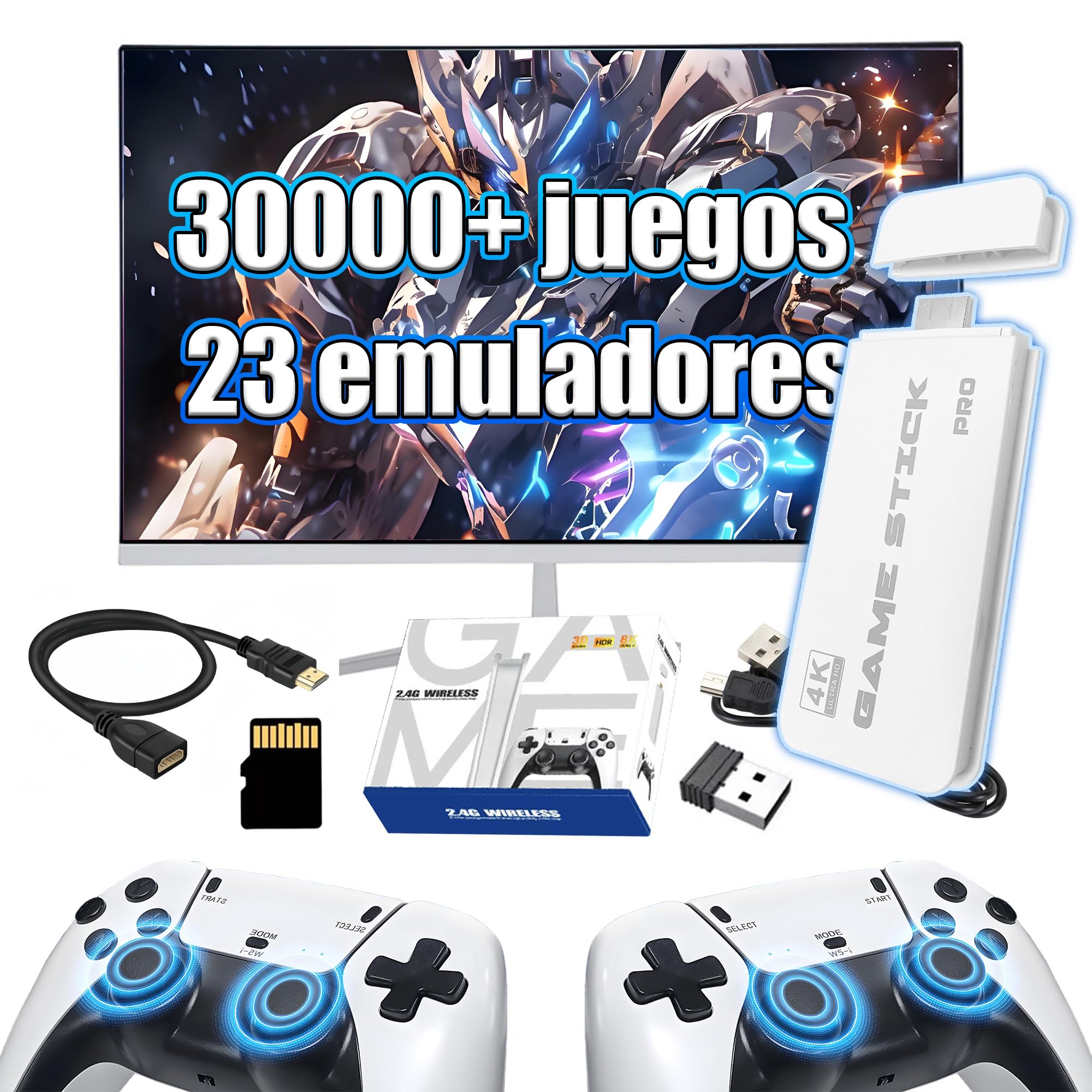 Consola De Videojuegos Retro Con 20.000 Juegos Clásicos, 2 Mandos Inalámbricos Y Salida HDMI 4K