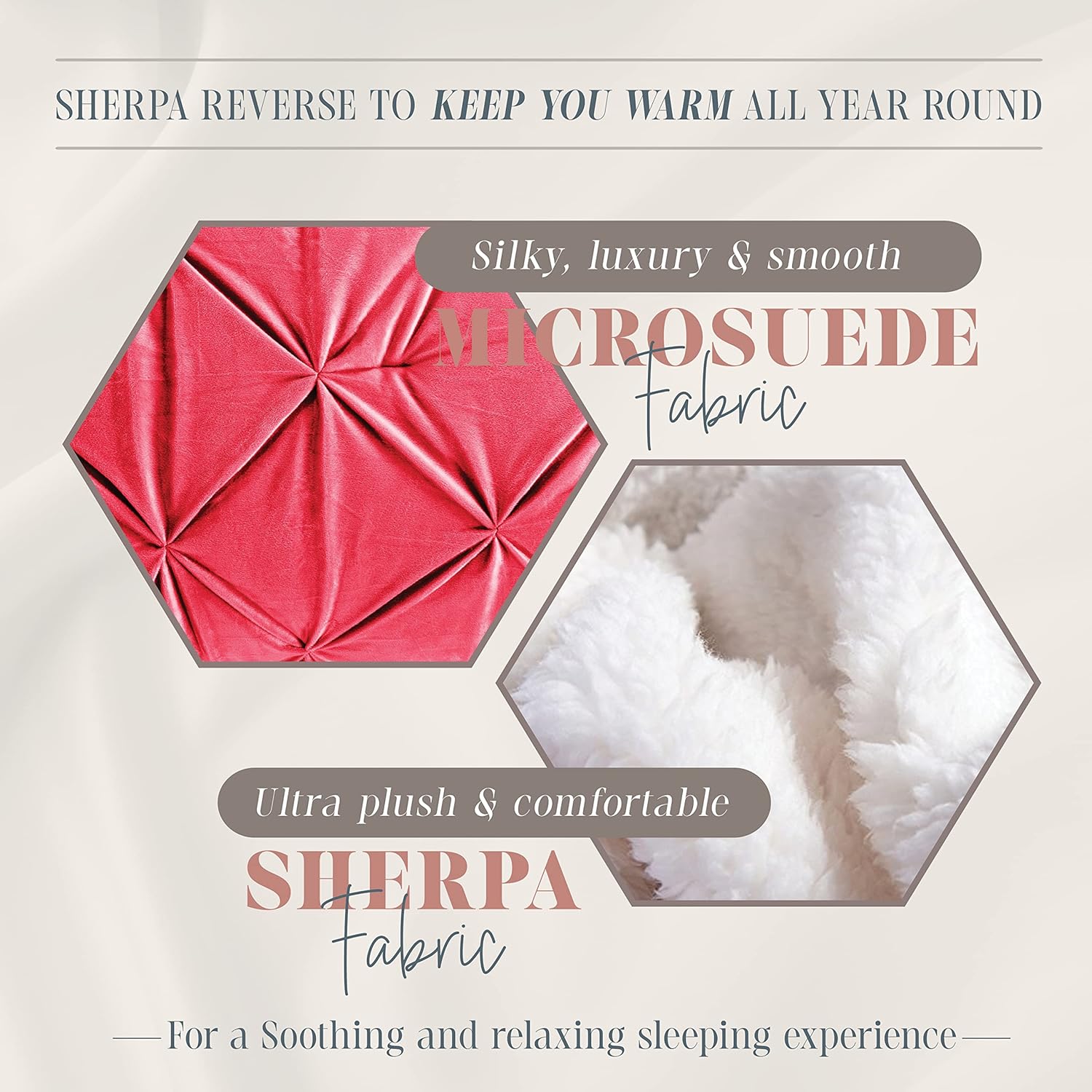 Elegant Comfort 3-Piece Set Pinch Pleated Sherpa Comforter Reversible Down Alternative Luxurious, Breathable, Cozy Fabric, Pinch Pleated Sherpa Comforter, King, Bright Red