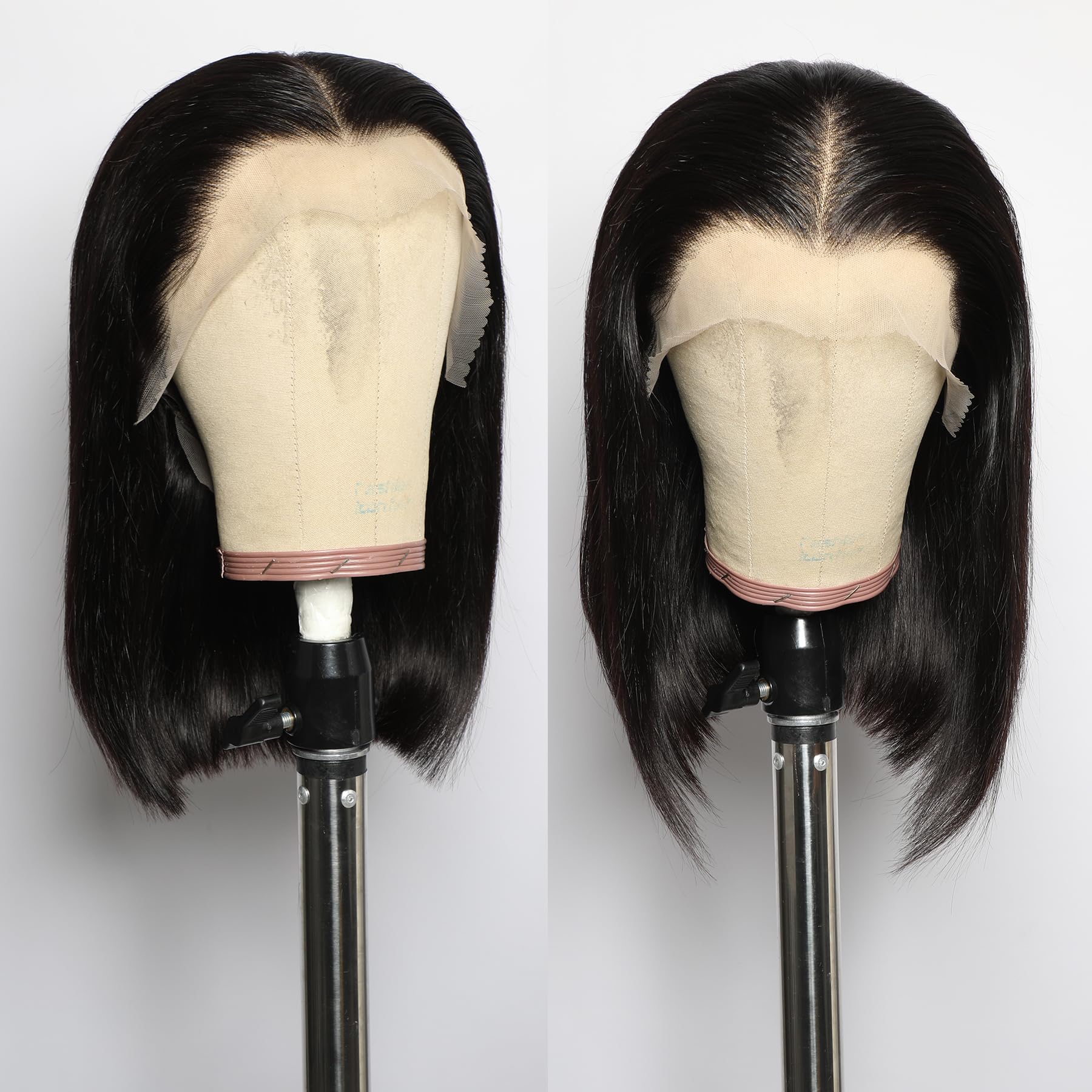 GIRLOFDREAMS 13x4 Bob Wig Human Hair Natural Color Straight Lace Front Wigs Glueless 180 Density Pre Plucked with Baby Hair Brazilian Remy Short Hair Transparent Lace Frontal Wigs for Black Women - Image 2