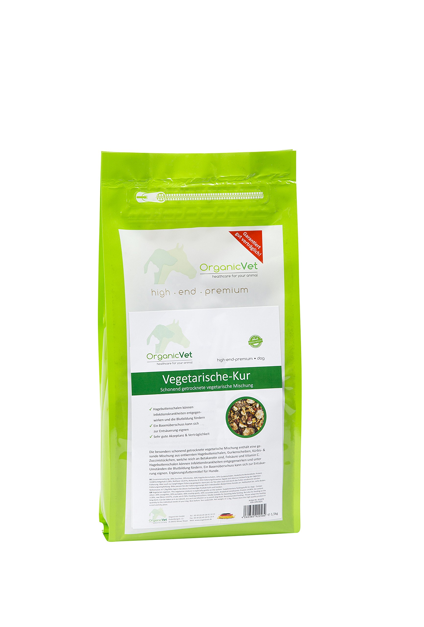 Cure végétarienne pour chien ORGANICVET au quotidien pour des repas légers en ville