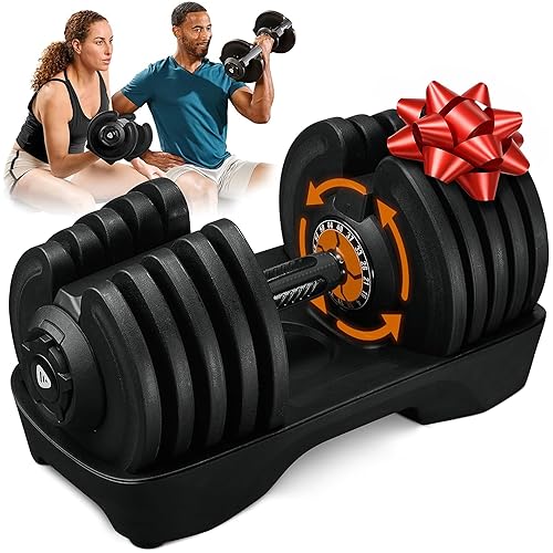 Lifepro Adjustable Dumbbells – 25lb Pair or 90lb Single, Quick-Select Hand Weights for Men/Women – Space Saving Exercise Fitness Dumbbells for Home Gym Strength & Weight Training - 90lb Single
