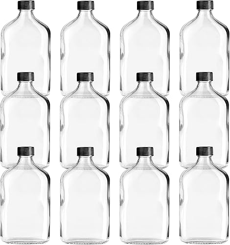 Ilyapa Frasco de vidrio de 118fl oz paquete de 12 frascos de licor con tapa de plástico salsa aceite y jarabe