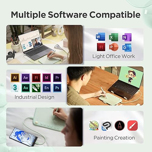 Miniatura 7 de UGEE Tableta de dibujo con 10 teclas de acceso rápido, tableta gráfica de 6.5 x 4 pulgadas, 8192 niveles sin batería, lápiz capacitivo de