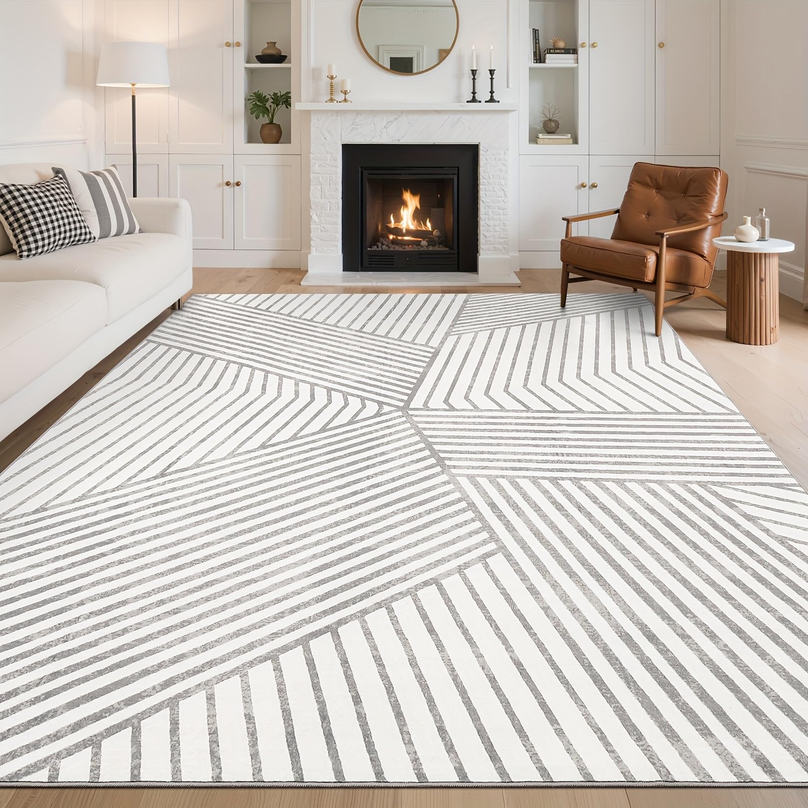 Tapis géométrique abstrait à poils courts élégant et de qualité
