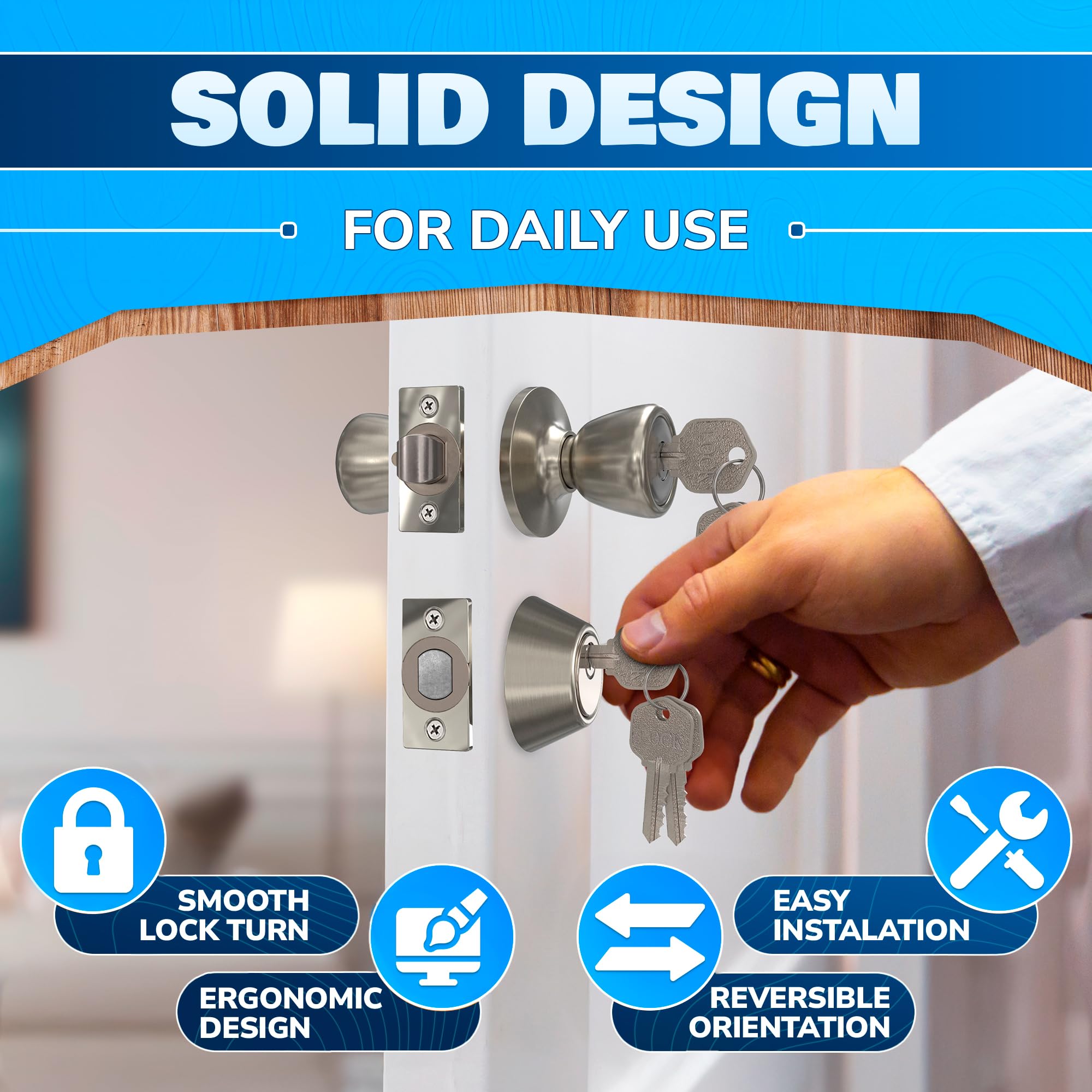 Stainless Steel Mobile Home Door Knobs with Deadbolt -4