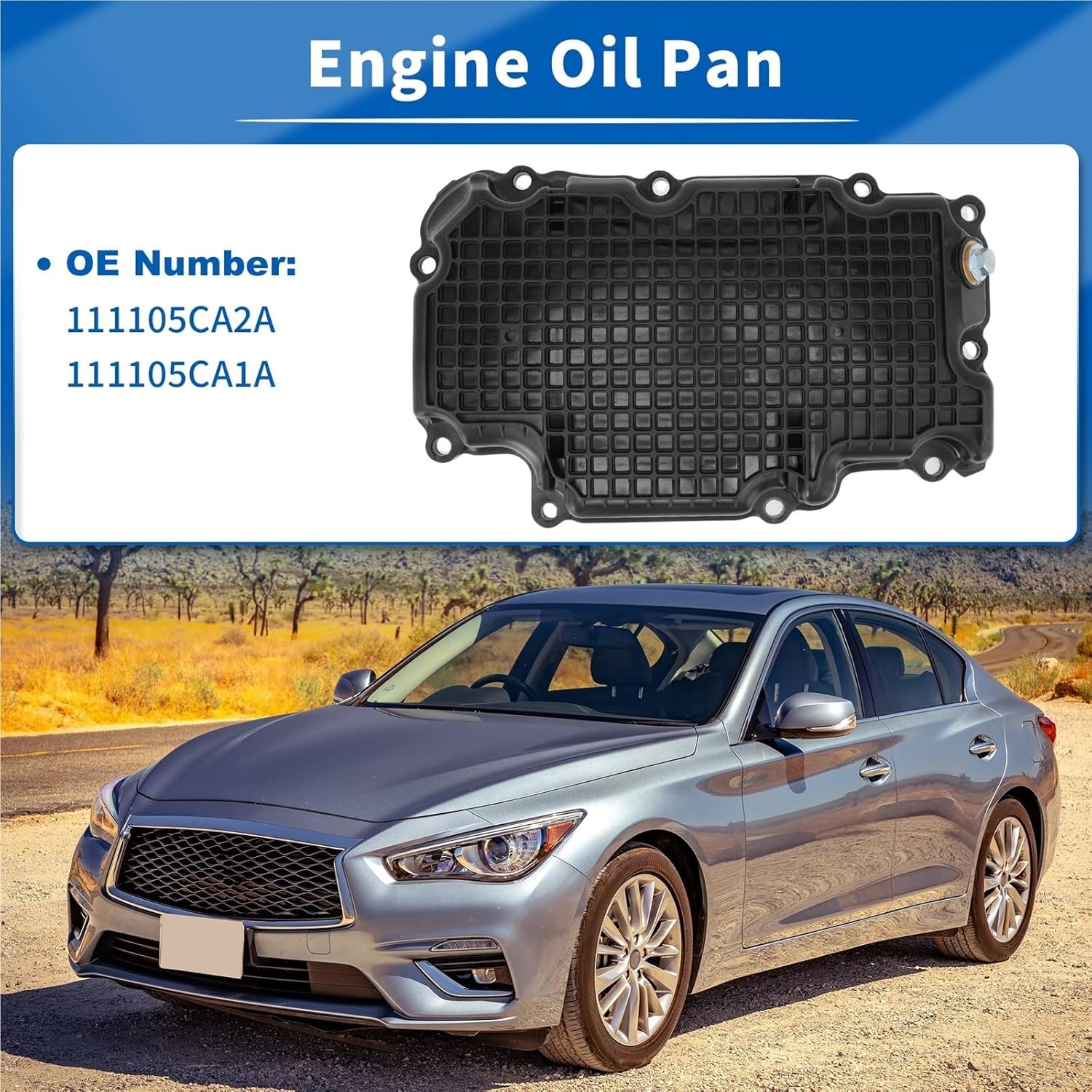 ‌Sump Pan‌ Engine Oil Pan Gasket Oil Pan Cover Fit for Infiniti Q50 Q60 2016-2022 111105CA2A Oil Sump‌