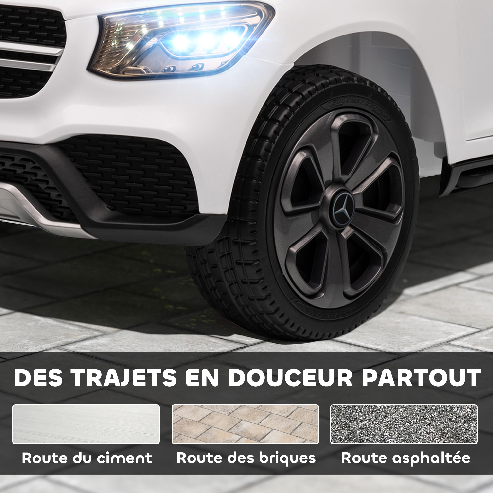 AIYAPLAY Voiture Électrique Enfants Mercedes-Benz GLC Coupe 12V Blanc | Véhicule Électrique, Télécommande 2,4G, 3 Vitesses, Phares, Musique, MP3, Klaxon, Démarrage Lent, 3 à 6 Ans