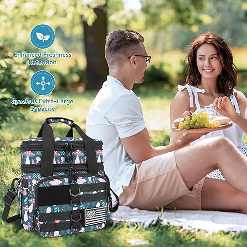 Miniatura 2 de Bolsa de almuerzo táctica para hombres y mujeres  Grande aislada, a prueba de fugas, enfriador impermeable con compartimentos dobles y diseño único