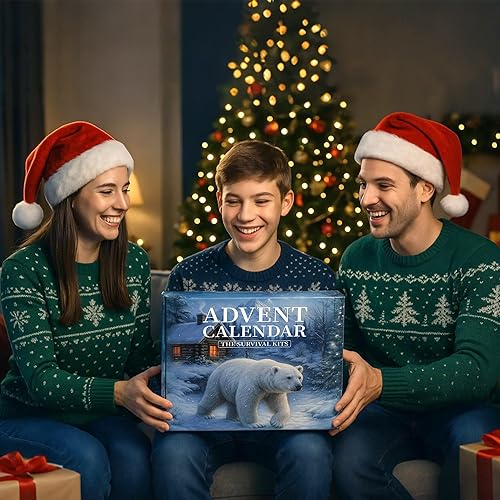 Miniatura 7 de Calendario de Adviento de supervivencia resistente 2025 para adultos, kit de cuenta regresiva de Navidad de 24 días con equipo de campamento, pala