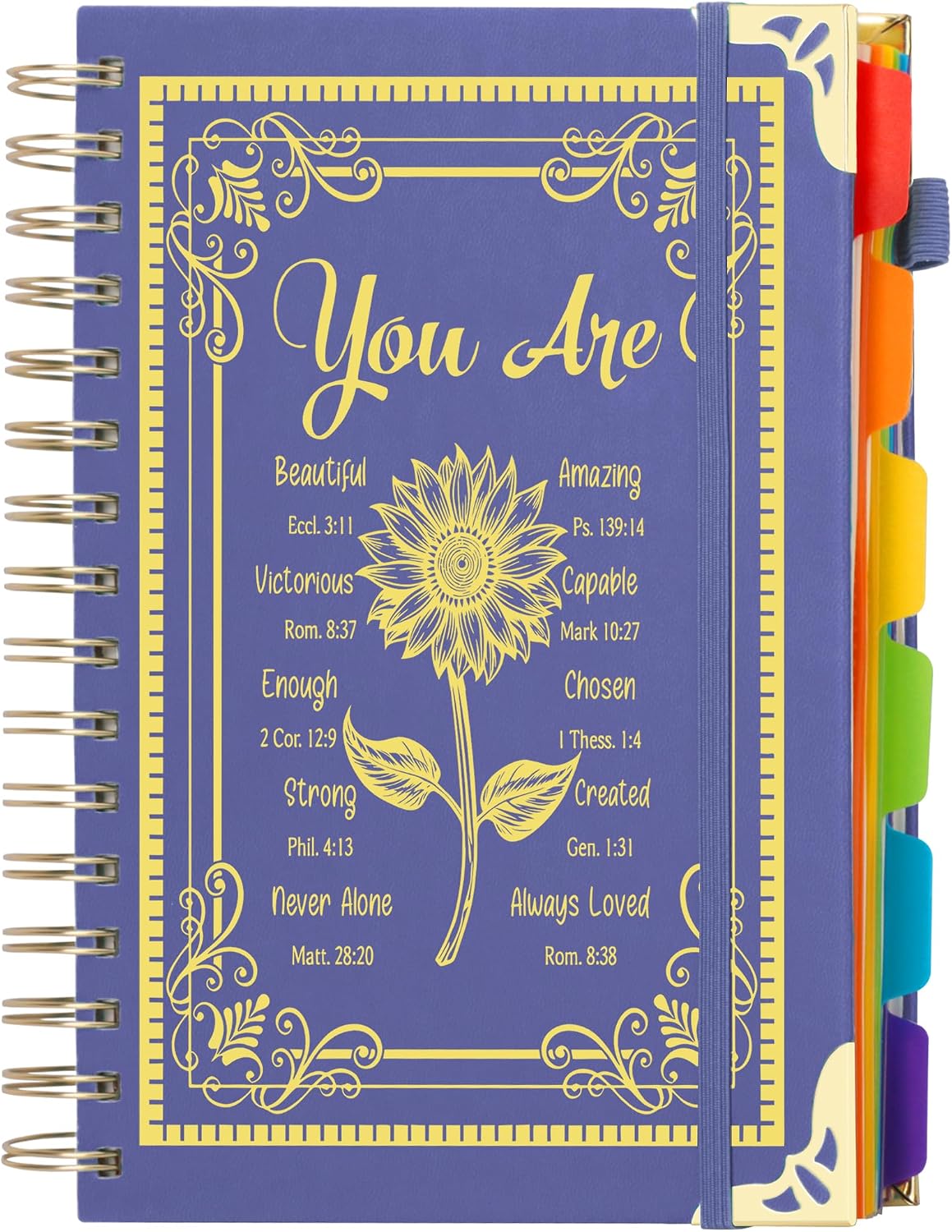 Hardcover Spiral Notebook Journal with 6 Subject College Ruled and 200 Pages, A5 Religious Notebook for Work with Tabs Christian Gifts School Office Supplies