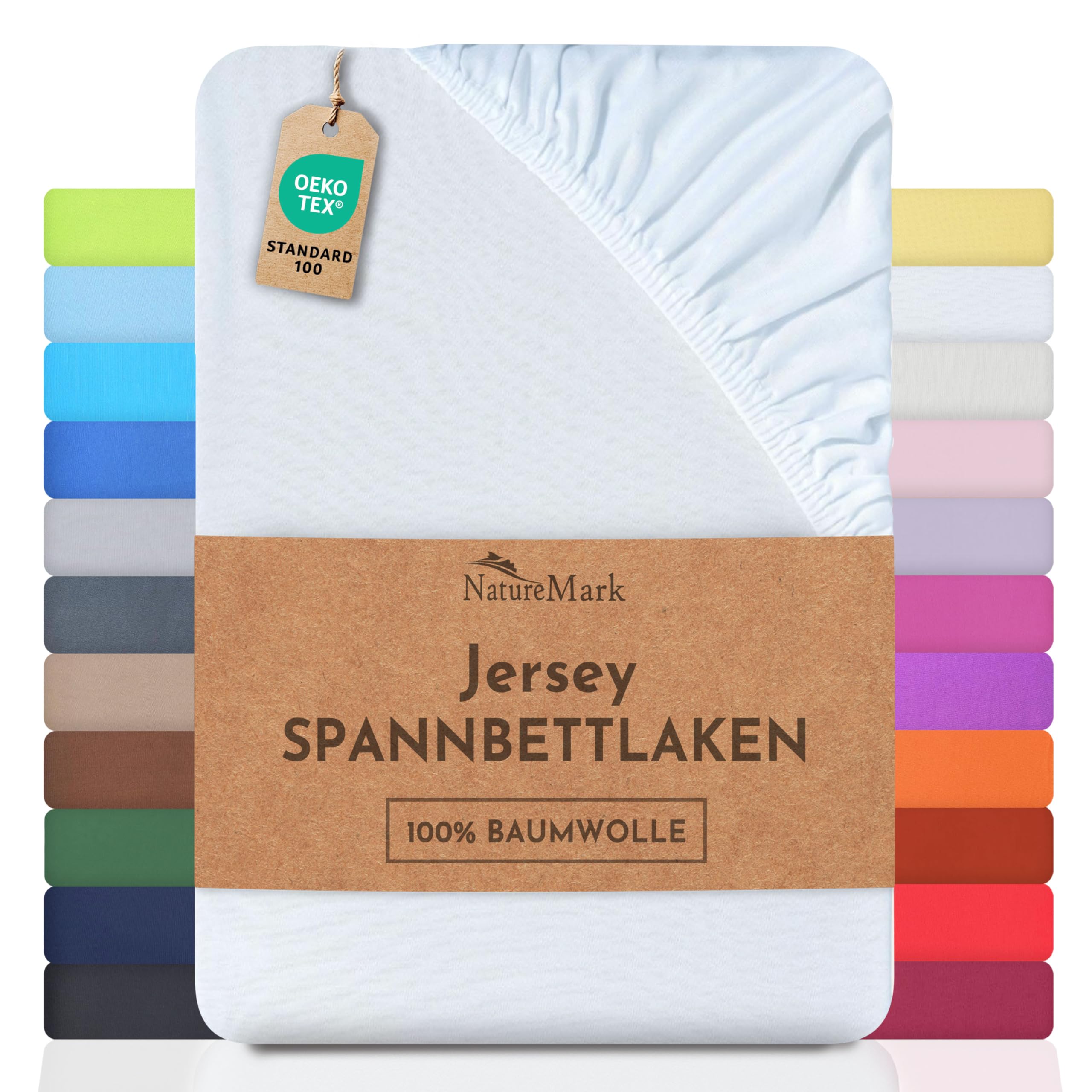 NatureMark Kinder Jersey Spannbettlaken, Spannbetttuch 100% Baumwolle in vielen Größen und Farben MARKENQUALITÄT ÖKOTEX Standard 100