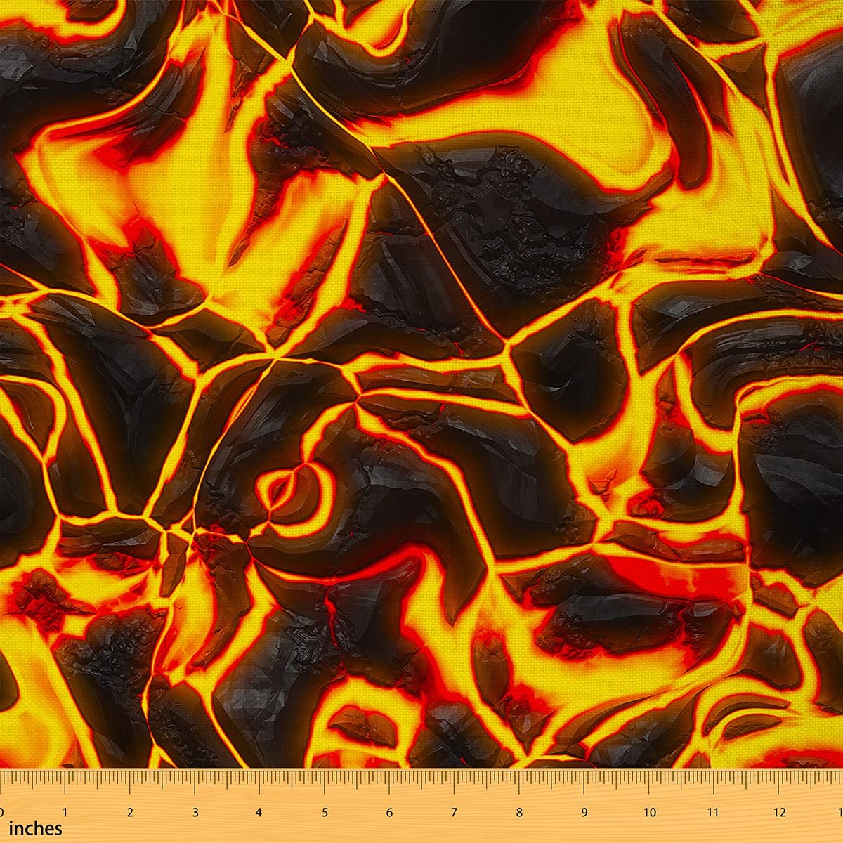 Volcano Fabric by The Yard, Volcanic Rock Upholstery Fabric, Halloween Lava Fluid Liquid Tapestries Decorative Fabric, Nature Indoor Outdoor Fabric, DIY Art Craft Patchwork, Orange Black, 5 Yards