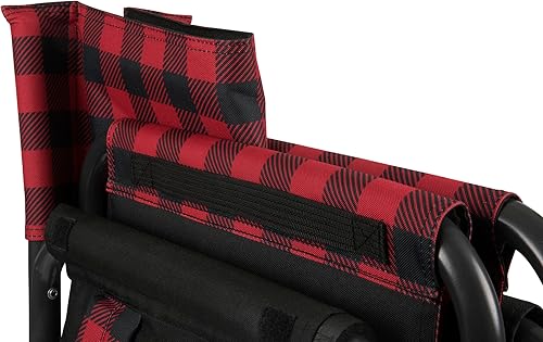 Miniatura 8 de Mickey Mouse - Silla plegable de directores al aire libre, patrón de cuadros de búfalo rojo y negro