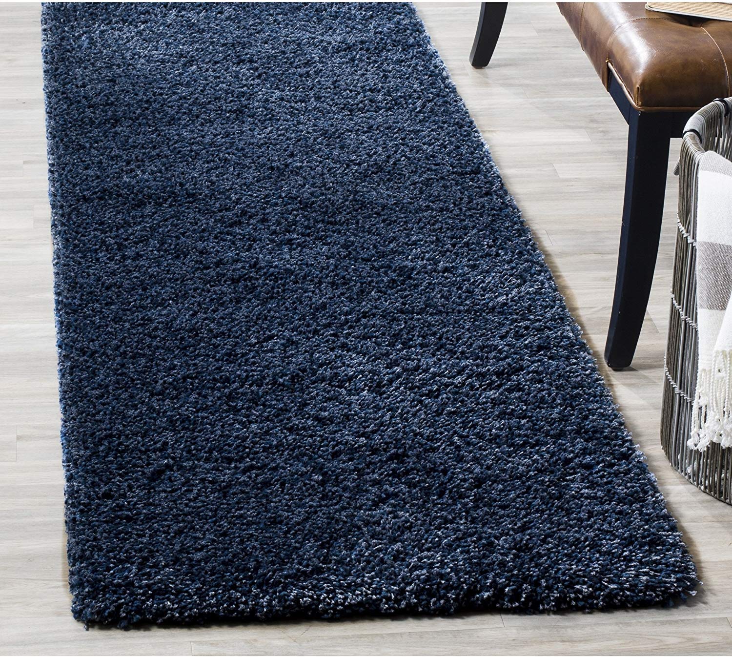 GLOZY Modern Fluffy Anti Slip (Thickness 2 - Inch) Shaggy Carpet for Area Carpet, Bedroom Carpet, Living Room Carpet (1.5x3 Feet, Blue)