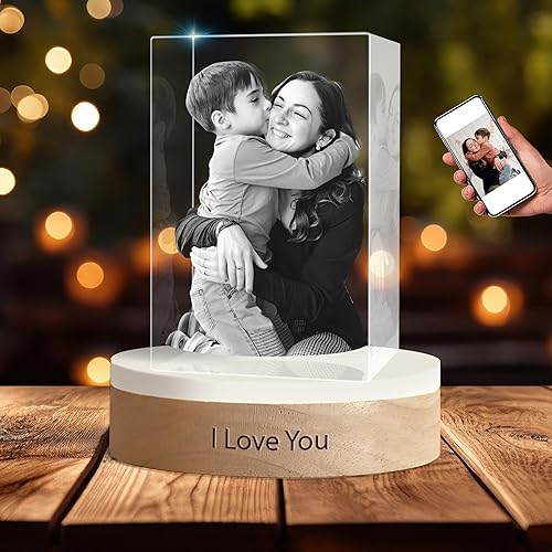 Miniatura 6 de AVAGifts Foto de cristal 3D, regalo personalizado  Regalos personalizados para papá y mamá, él, ella, esposa y marido. Regalos de imagen
