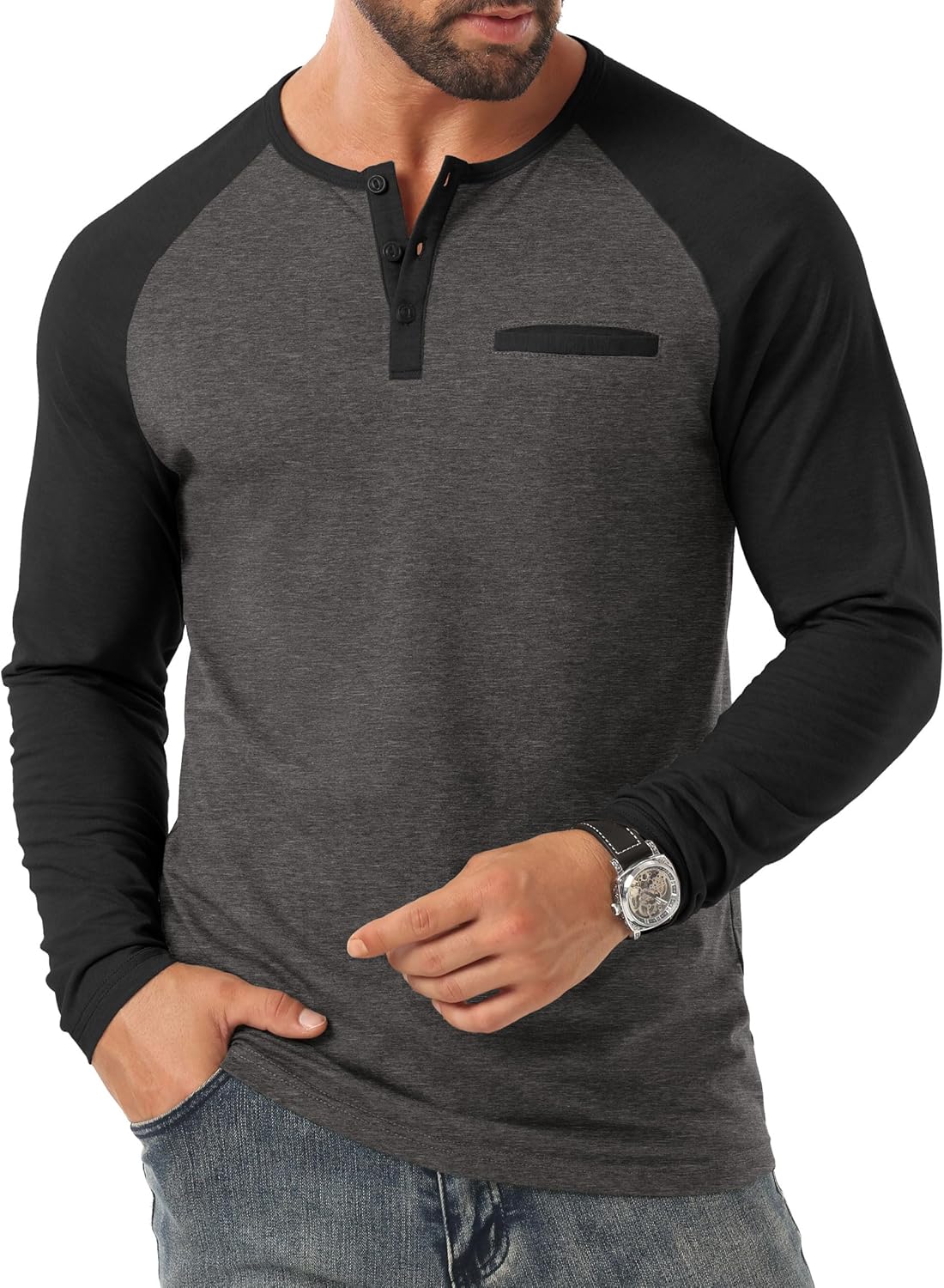 Sailwind Mens Cotton Henley Shirts Long Sleeve Casual T-Shirts Lightweight Button Pullover Shirts with Pocket - Image 4