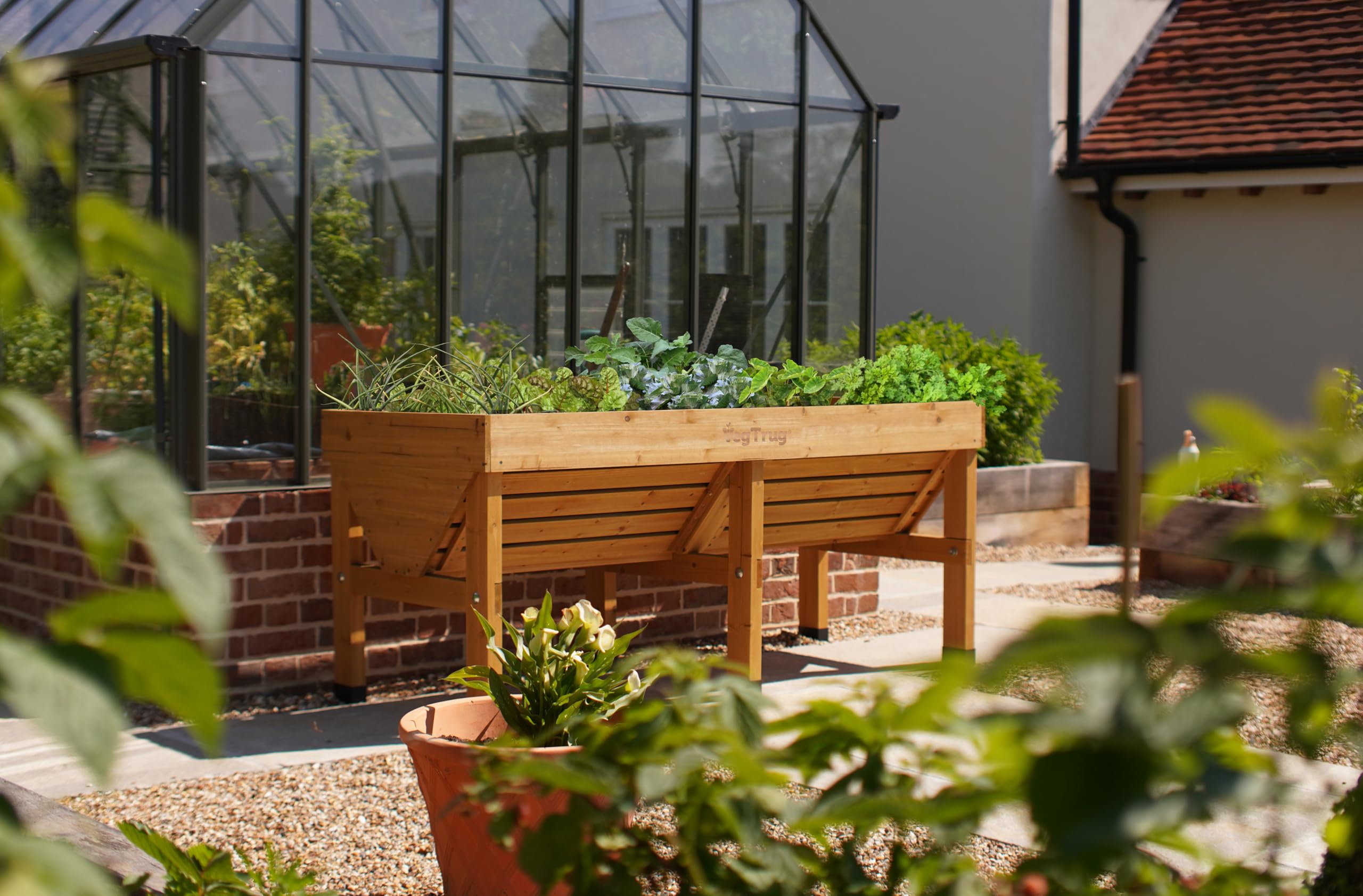 VegTrug Hochbeet Classic 1,8 m - Natural - 183 x 76 x 80 cm - ergonomisch | Pflanzkasten aus 100% FSC-Zedernholz - wetterfest für Balkon, Terrasse & Garten - platzsparendes Pflanzbeet mit Vlieseinlage