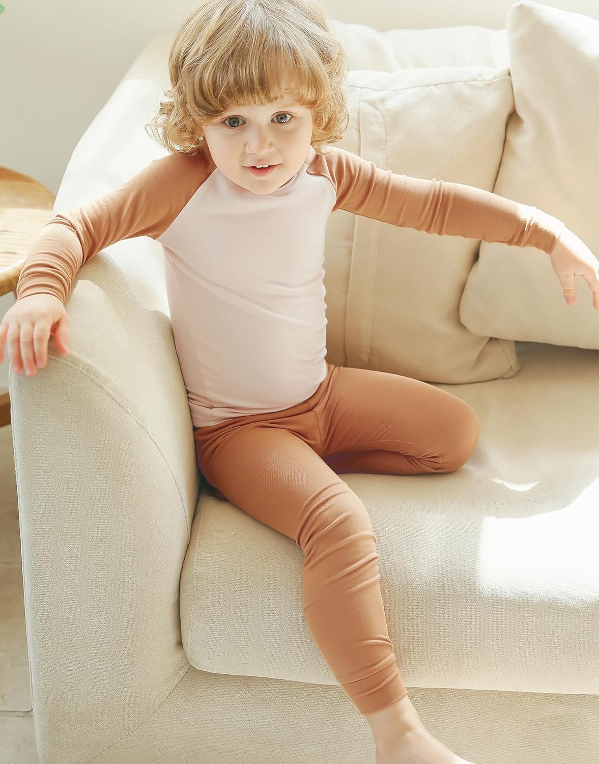 VAENAIT 6M-12Y Toddler Toddler Kids Toddler Girls Boys Soft Comfy Modal Tencel Solid Raglan Sleepwear Pajamas Pjs 2pcs Set - Image 4