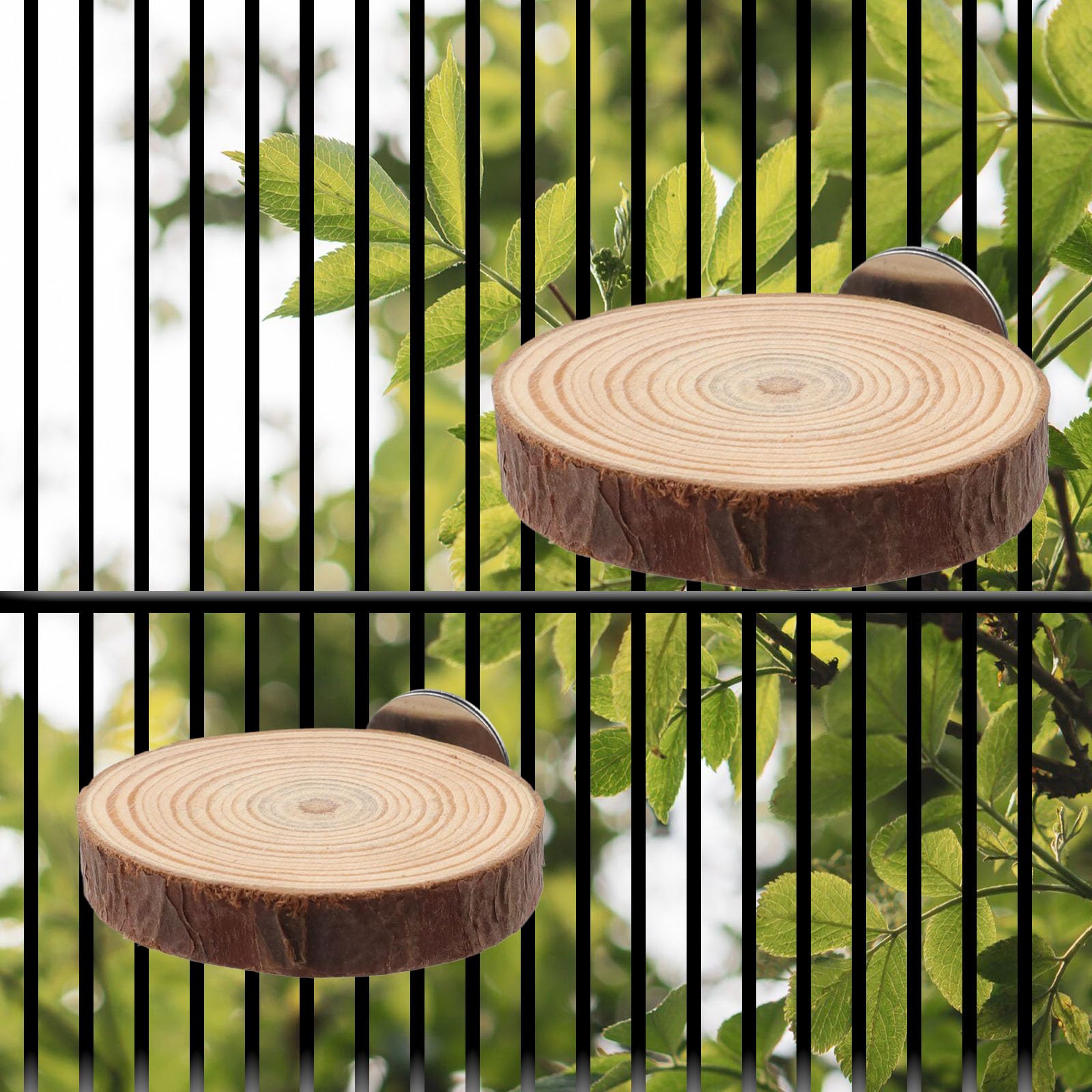 Wood Bird Perch Stand for Cage, Natural Round Wooden Parrot Platform Bird Perch Bird Toy for Canary Parakeet Cockatiel Parrot Budgie Sparrow (2 Pcs, 3.3inch & 2.7inch) - image 3