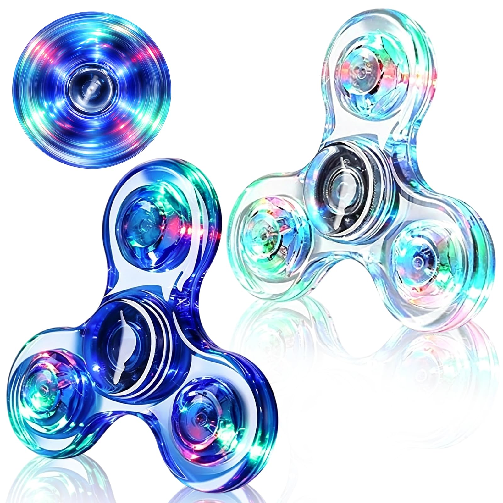 2 Pcs Hand Spinner Set, Glow In Dark Portable Spinning Accessory with Colorful Flash Effect for Pocket Carry & Daily Leisure
