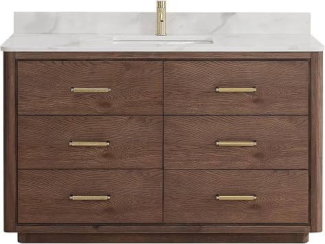 Vinnova Porto Bathroom Vanity, Aged Dark Brown Oak