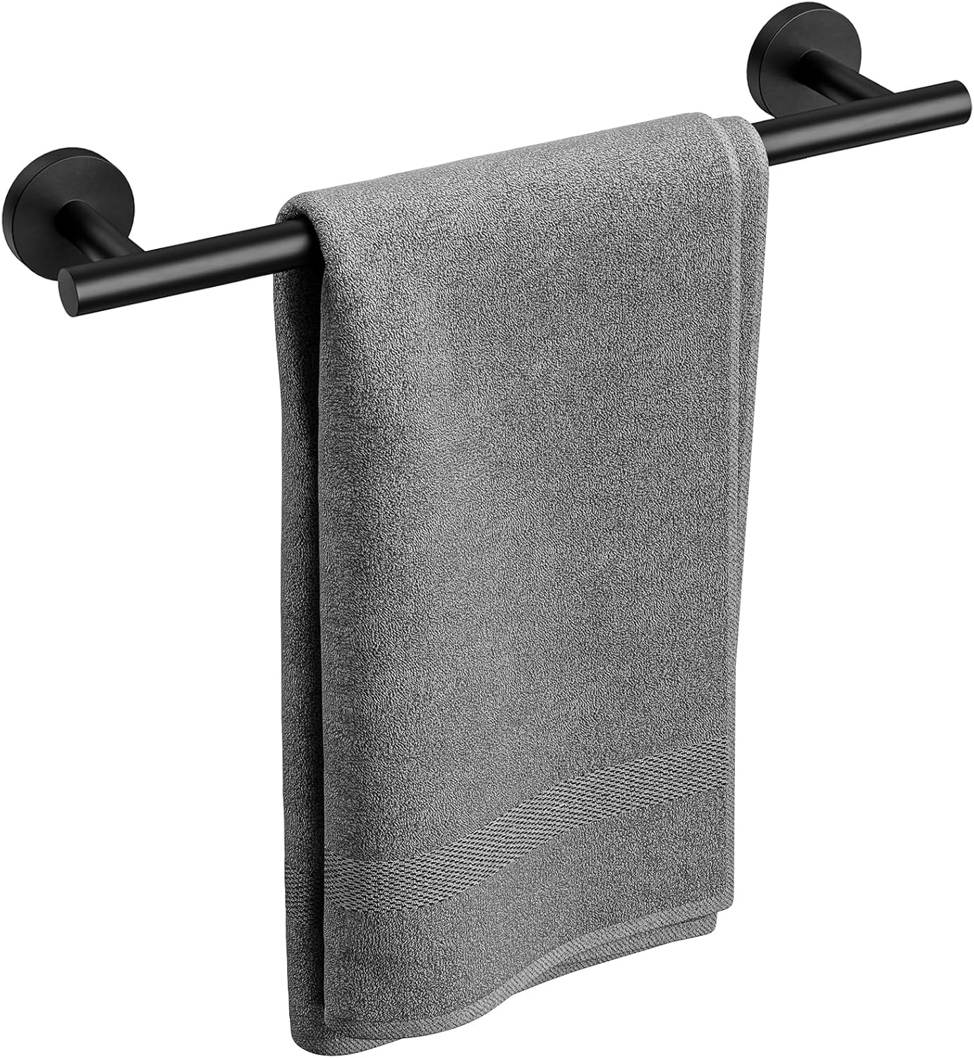 2 Pack Matte Black Towel Bar, 18 Inch Bathroom Towel Rack, Towel Holder Wall Mounted, Thicken SUS304 Stainless Steel Towel Rod Modern Home Decor (Total Length 20-Inch)