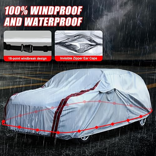 Miniatura 5 de Fundas impermeables para automóvil de repuesto para Jeep Grand Cherokee 2011-2025, 6 capas para todo tipo de clima, con puerta con cremallera y