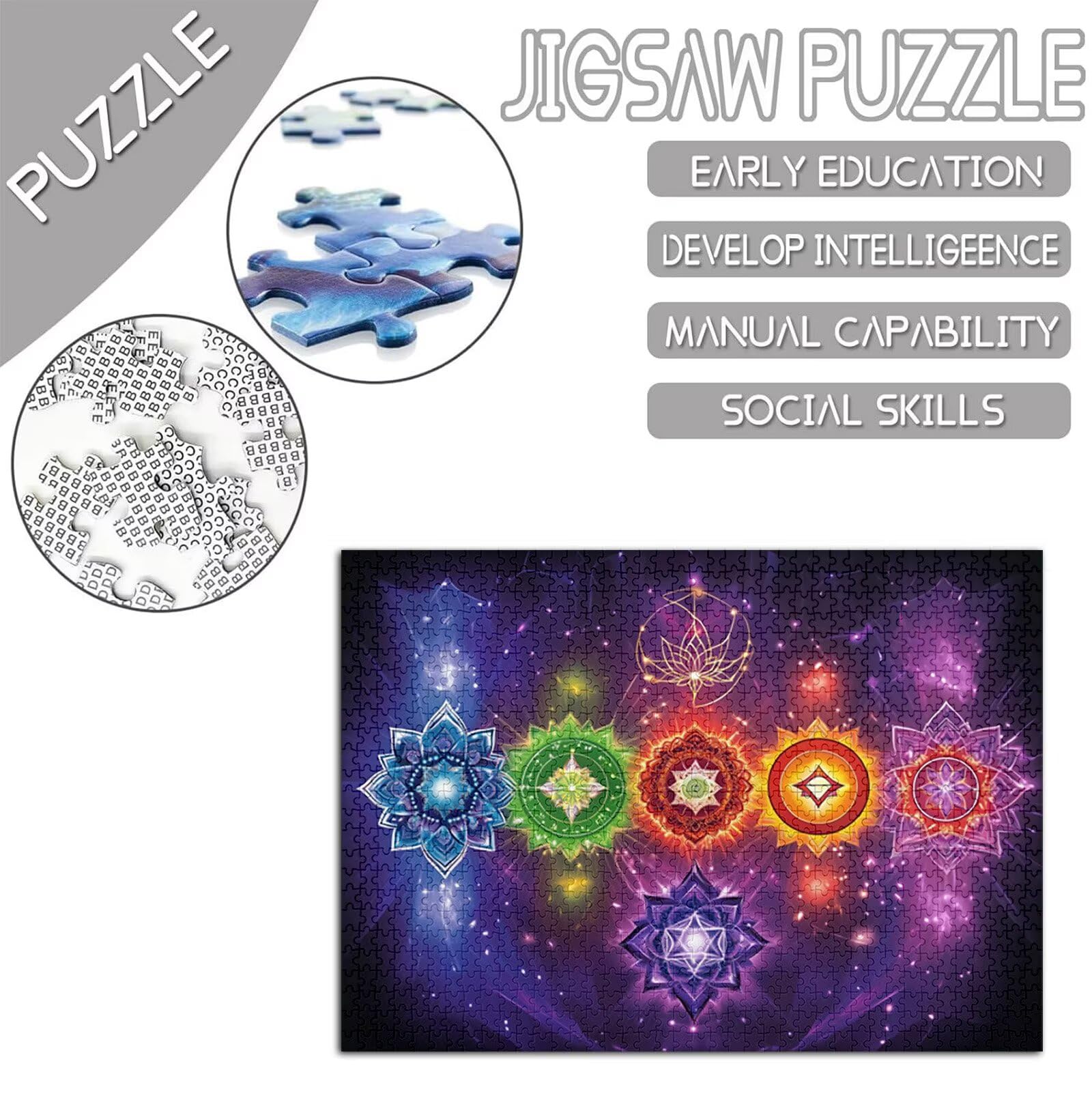 Fantaisie Puzzle 1000 Pièces Adultes, Grand Bois Puzzle Mandala Motif Désign, 75x50cm Jigsaw Bricolage Artisanat 14 Ans Activité Familiale avec Emballage Cadeau pour Decoration Murale Maison, Model299