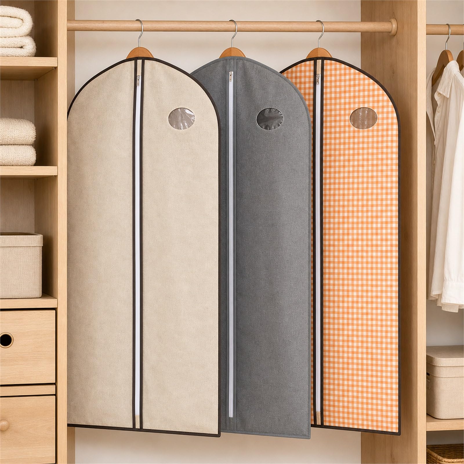 Fundas de Ropa,Fundas Ropa Armario,Fundas para Trajes,Bolsa de Traje,Ventana Visible Transparente,para Almacenamiento de Trajes Vestidos Abrigos Americanas Camisas Vestidos de Noche