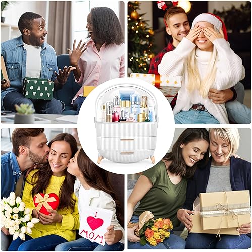 Miniatura 7 de Organizador de maquillaje para vanidad Organizador de cuidado de la piel para tocador de encimera de baño, vitrina cosmética caja de almacenamiento