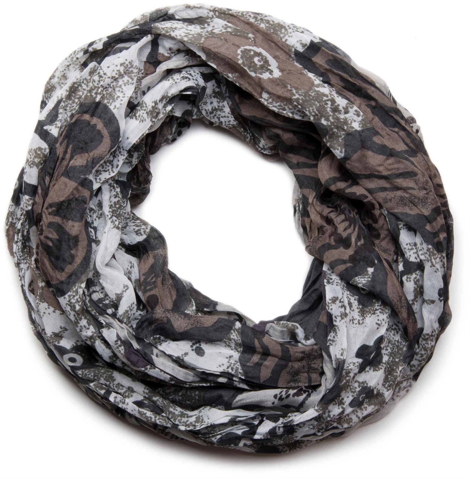 Stylebreaker Women's Grey All Over Floral Print Loop Tube Scarf 01014027, Colour: