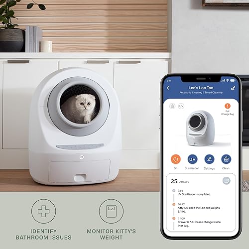 Miniatura 3 de Leos Loo Too de Smarty Pear No Mess - Caja de arena automática autolimpiante para gatos incluye filtro de carbón báscula integrada aplicación