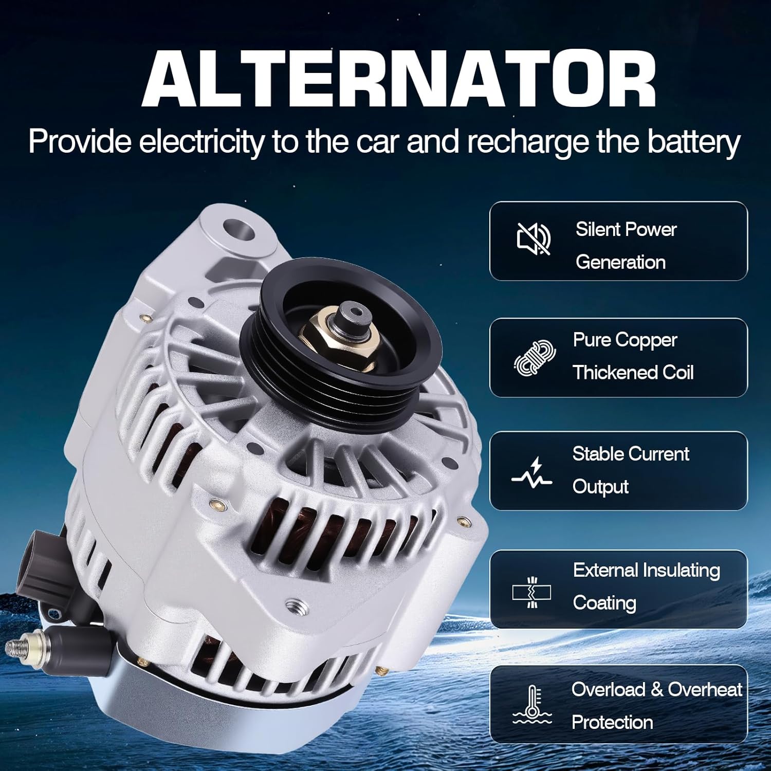 27060-21150 80Amp Alternator for Toyota for Yaris L4 1.5L 1497cc 2006 2007 2008 2009 Automotive Replacement iG L S FR Alternators Replace#OE 27060-21151,104210-818,104210-8180,104210-840,104210-8400