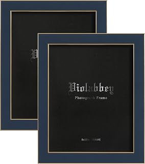 VIOLABBEY 8x10 Picture Frames Navy Blue Set of 2, Modern Style 8 by 10 Photo Frame, High Definition Tempered Real Glass, Wall or Tabletop Display