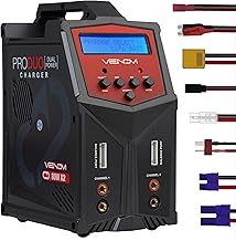 Venom Power Pro Duo LiPo Battery Charger - LCD Screen, Charging Leads - Balance Charger & Discharger for LiPo, LiHV, Li-Ion, Life, NiMH, NiCD, Pb Batteries - Power Supply for 1S- 6S, Drone & RC Cars