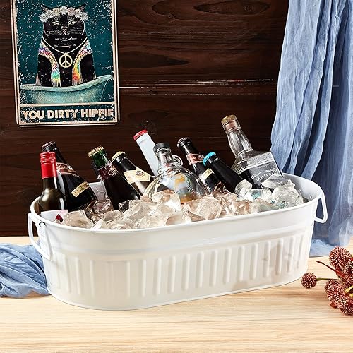 Miniatura 4 de 4 cubos de metal galvanizado para bebidas, cubeta de hielo, cubeta de fiesta para bebidas al aire libre, cubeta galvanizada de metal, maceta de
