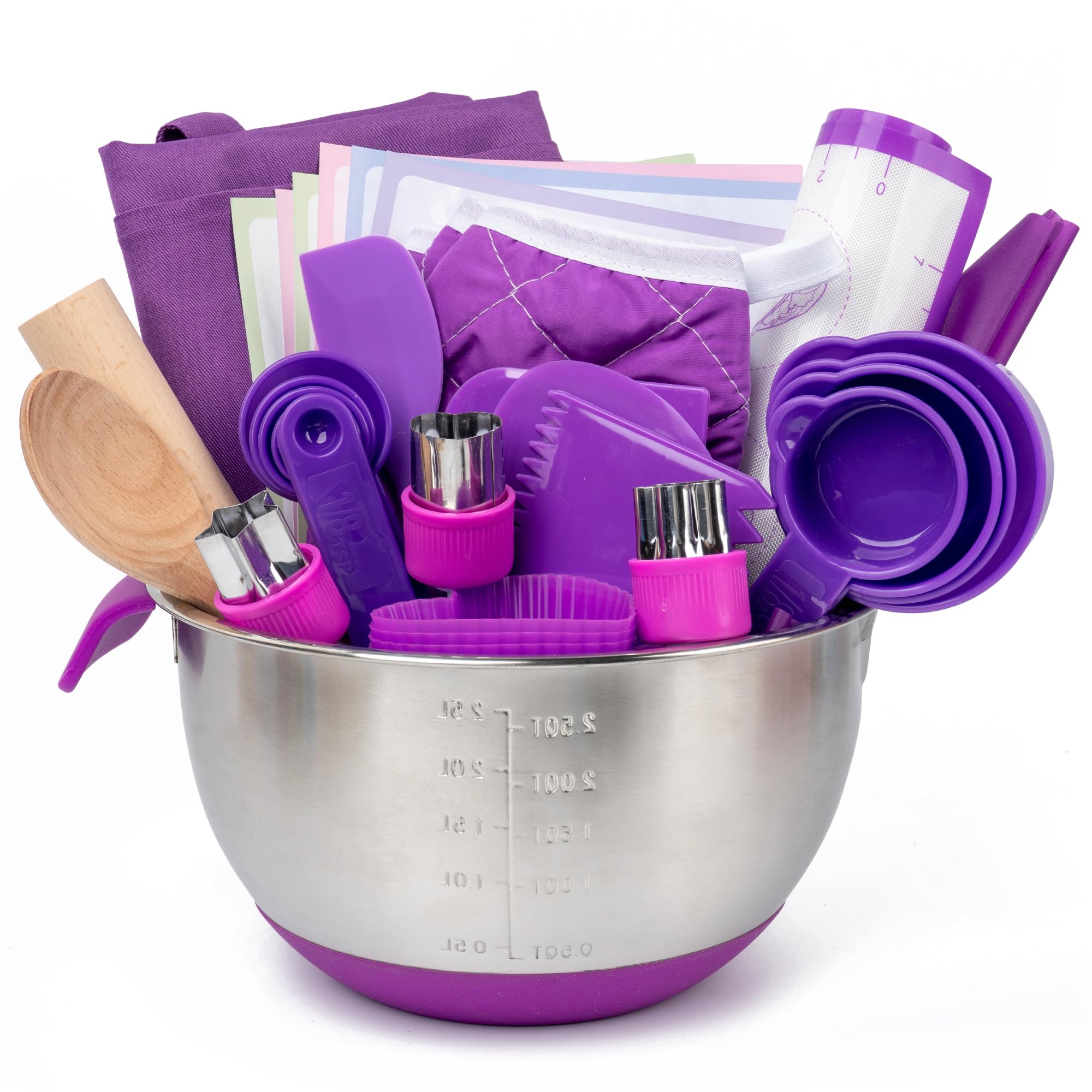 Kit de pâtisserie et de cuisine pour enfants 53 pièces avec toque, tablier de cuisine et accessoires de pâtisserie – Kit de jeu complet pour enfants à partir de 3 ans – Jouet éducatif pour