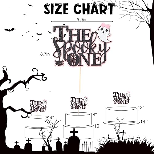 Miniatura 2 de Decoración de pastel de The Spooky One con purpurina negra, decoración de cumpleaños espeluznante, decoración de Halloween, primer cumpleaños,