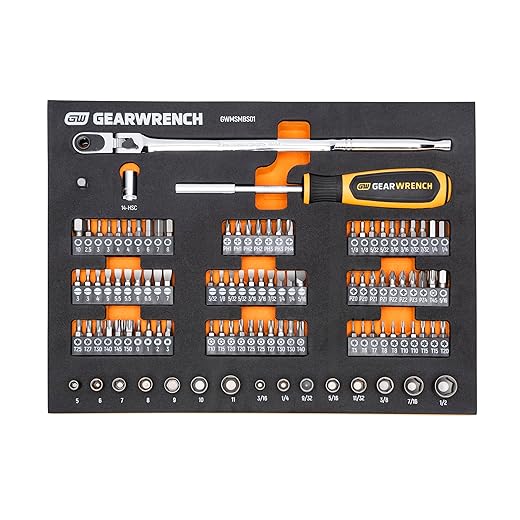 GEARWRENCH 105 Piece 1/4” Drive Slim Head Mechanics Tool Set in Foam Storage Tray - GWMSMBS01