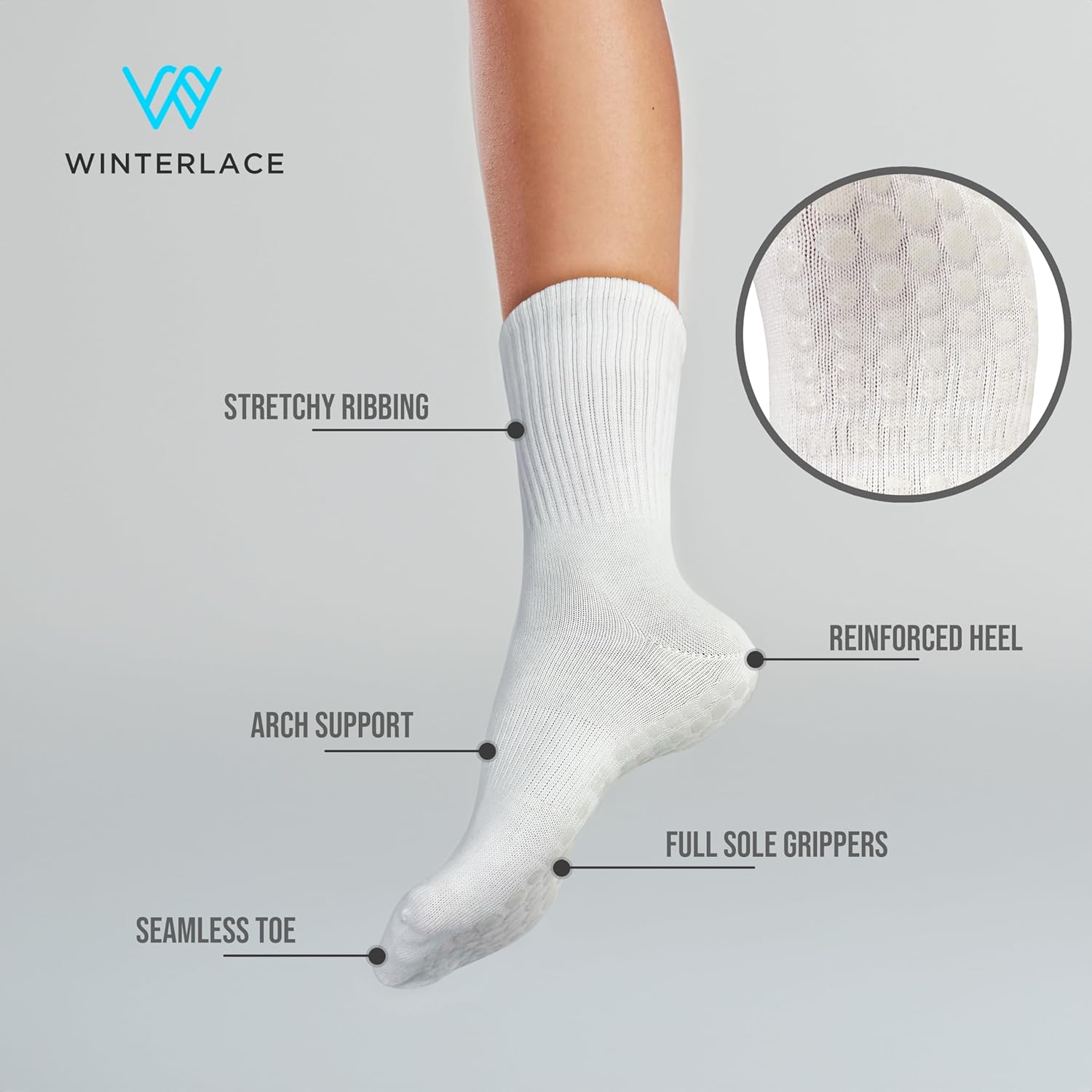 Winterlace 3 Pairs Pilates Socks Womens Yoga Cotton Grips Non Slip Dance Ballet Barre - Image 4