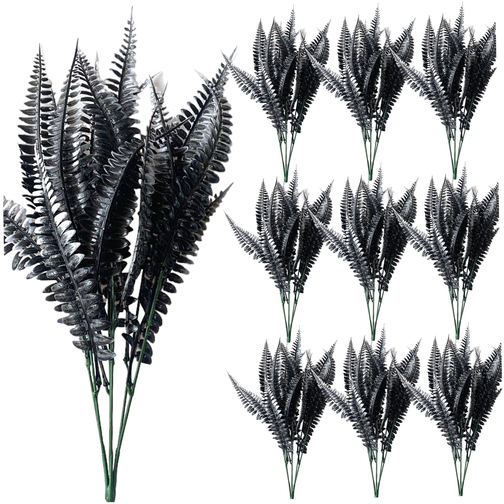 Striegro Ferns 10Pcs, Black, 14", Halloween Decor..