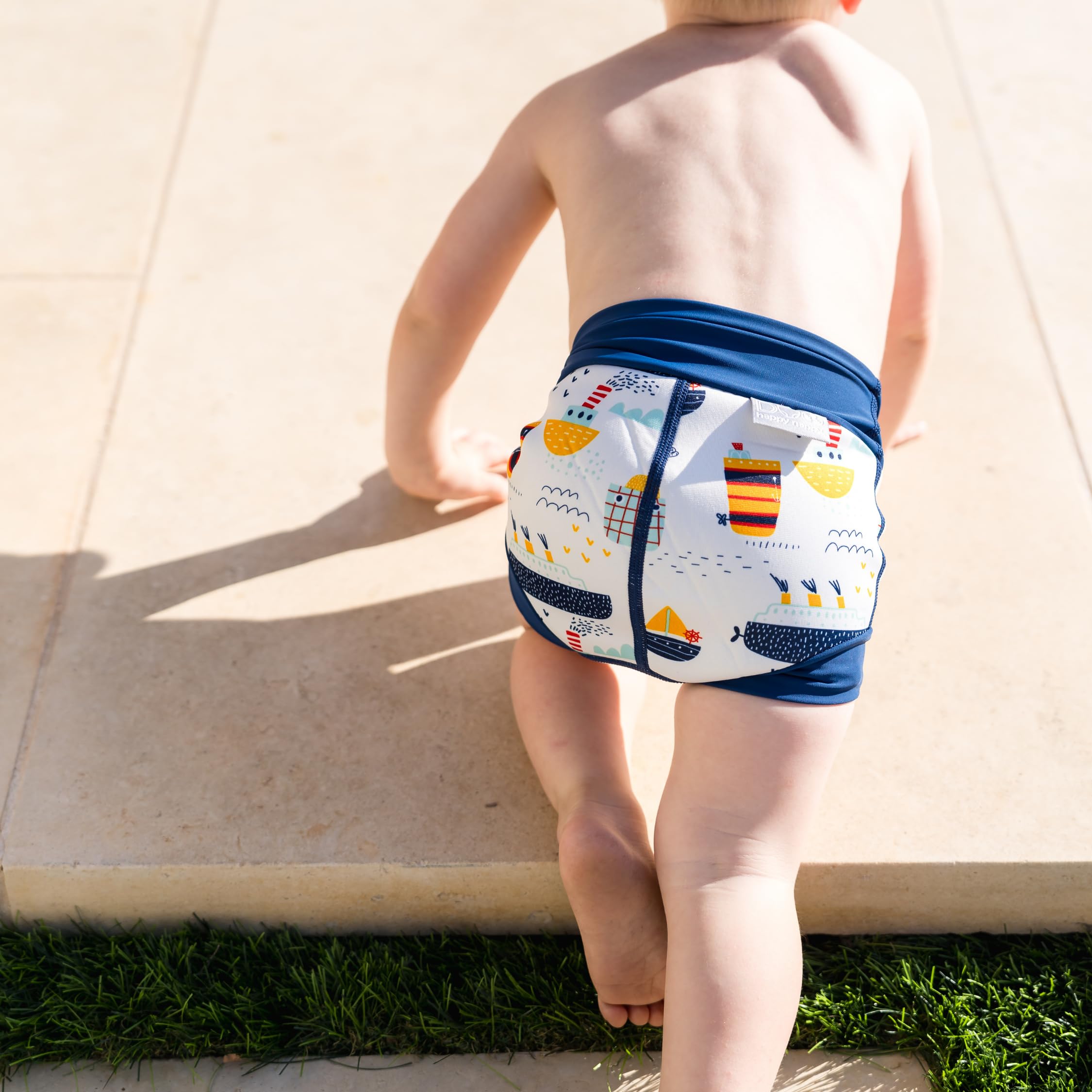 Splash About Happy Nappy Duo Wiederverwendbare Schwimmwindel, Tug Boats, 6-12 monate