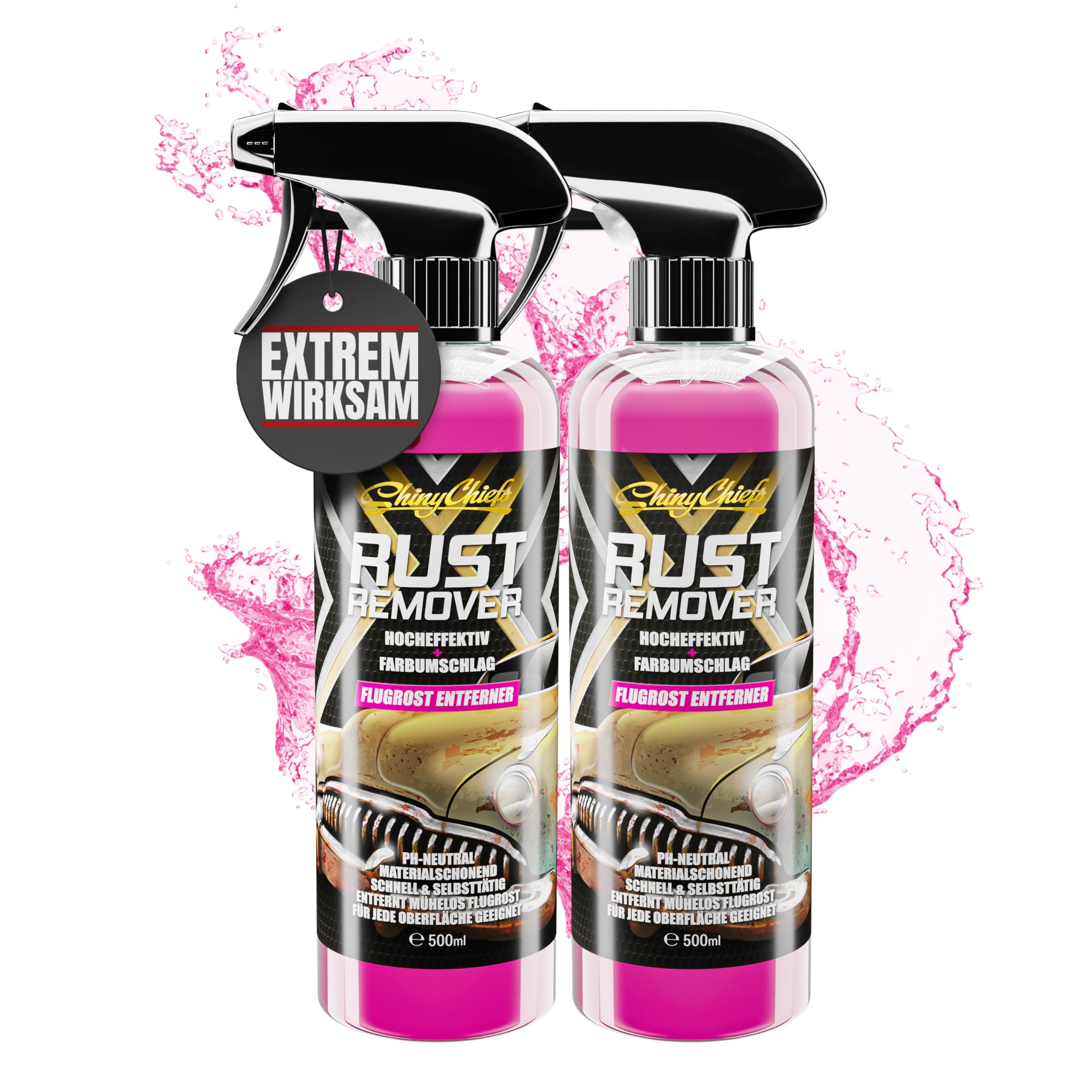 ShinyChiefs Hochwirksames Auto Rostlöser Spray - Rostentferner-Spray für alle Oberflächen - Rust Remover für die Autopfl