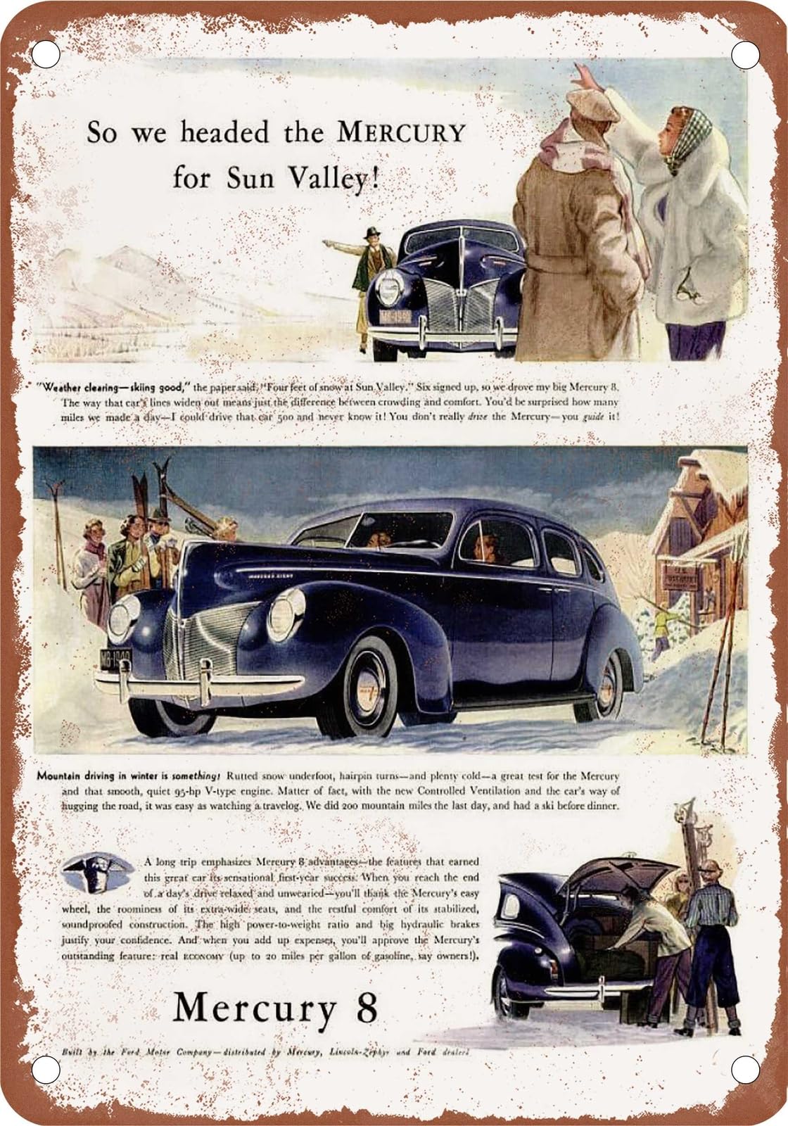 METAL SIGN - 1940 Mercury Vintage Ad 04 - Old Retro Rusty Look home decor