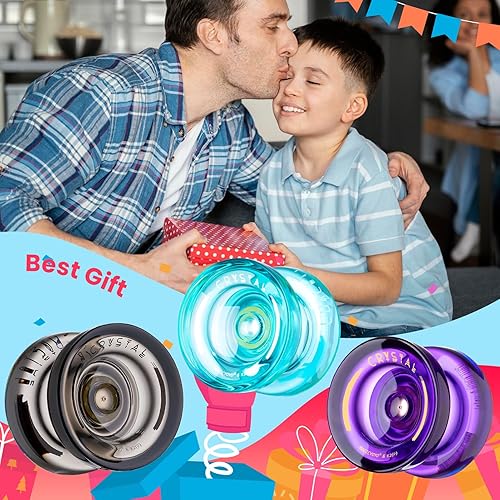 Miniatura 4 de Paquete de 3 Yoyo K2 Crystal, Yoyos receptivos para niños principiantes, Yoyos de doble función con rodamientos Yoyo de repuesto que no responden